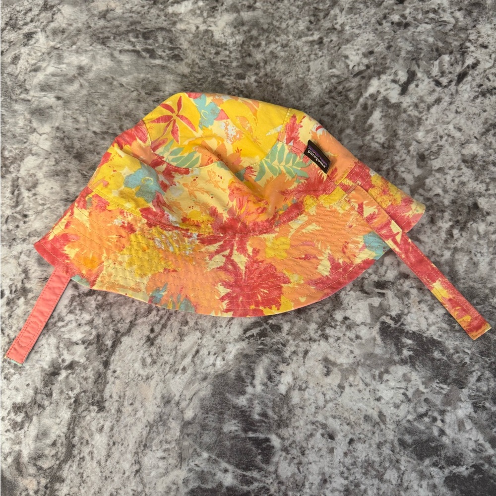 Patagonia Kids reversible Floral Bucket Hat - Yellow, Coral & Aqua